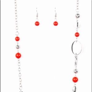 Long chest line necklace with earrings